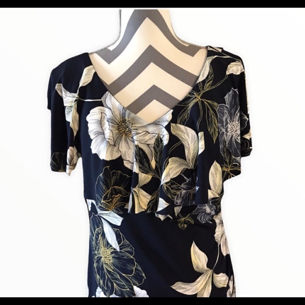 Connected Apparel 10P NWT Floral Dress Black & White